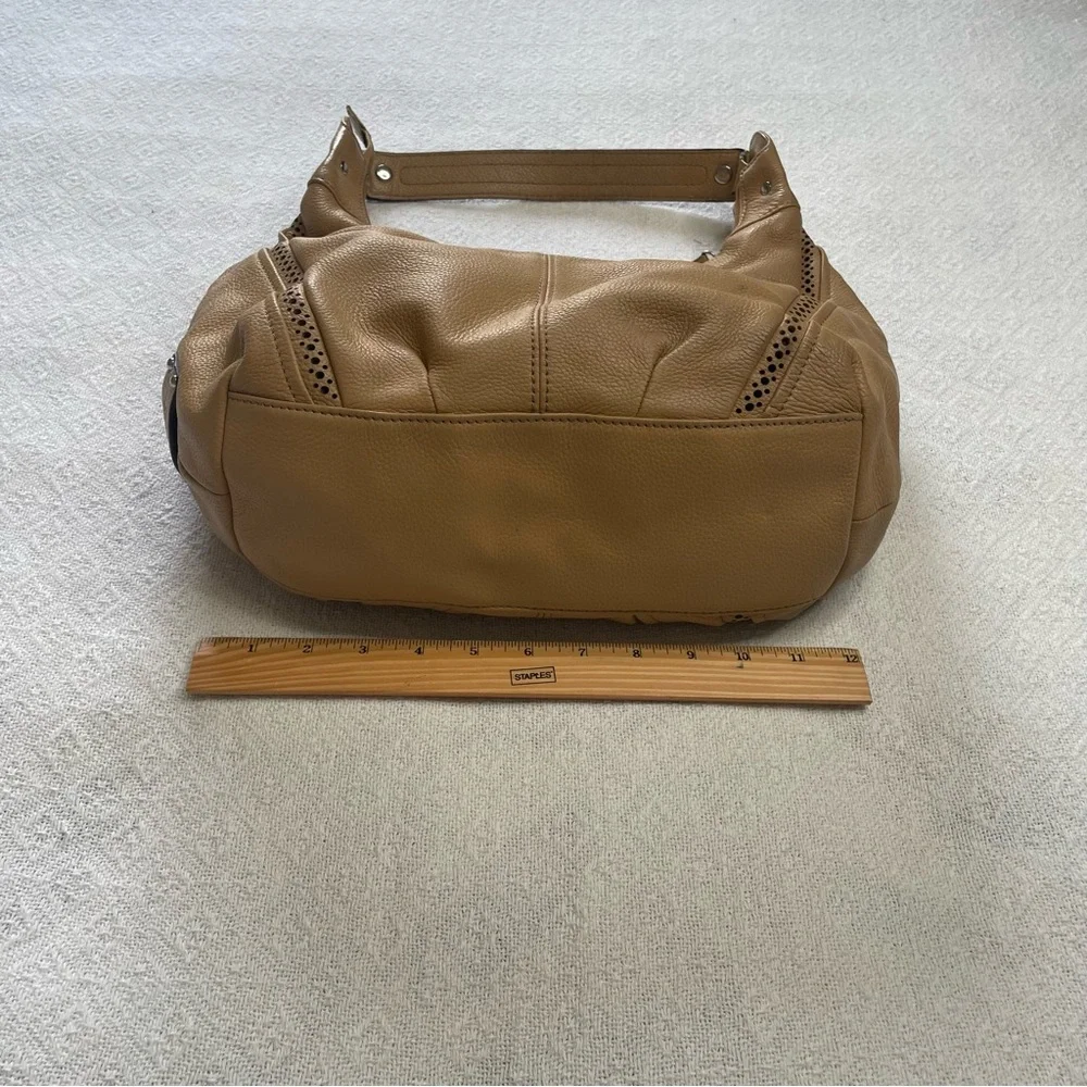 Tignanello Beige Tan Leather Perforated Hobo Shoulder‎ Bag